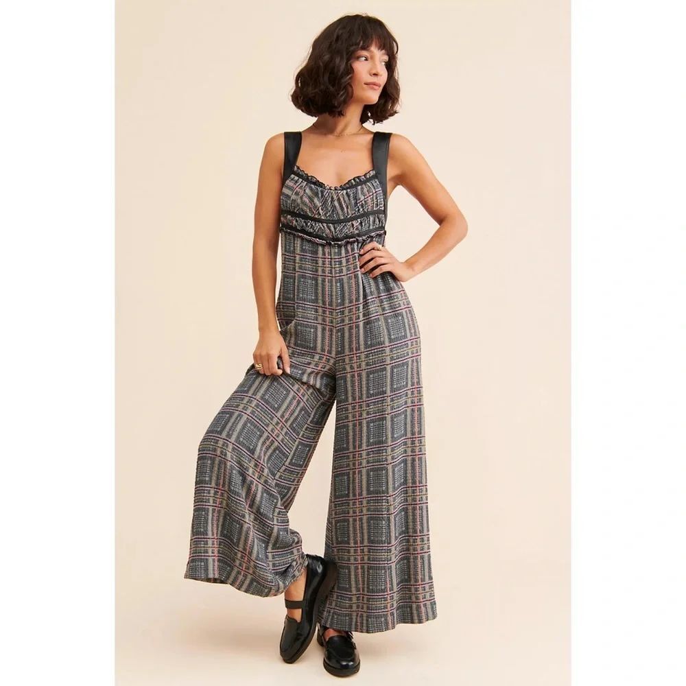 Free People Marley Plaid Jumpsuit